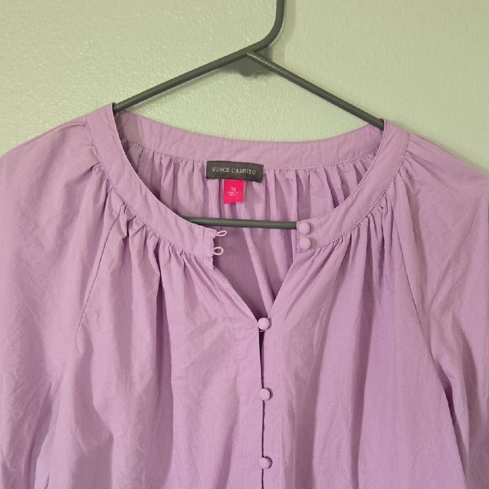 Vince Camuto | Lilac Cotton Blouse Size XS - Picture 2 of 7
